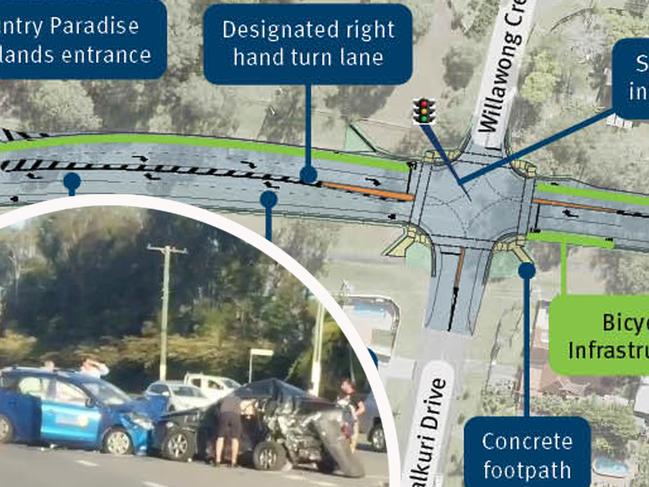 Design of the $2.5 million safety upgrade at the Yalkuri Drive, Willawong Crescent and Beaudesert-Nerang Road intersection.