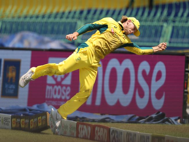 Jake Fraser-McGurk of Australia attempts to take a catch. Picture: Getty Images