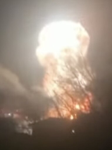 The Ukrainian airstrike on a Russian warship caused a vertical fireball. Picture: Sky News