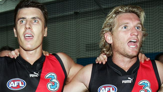 Matthew Lloyd and James Hird while playing together at Essendon.