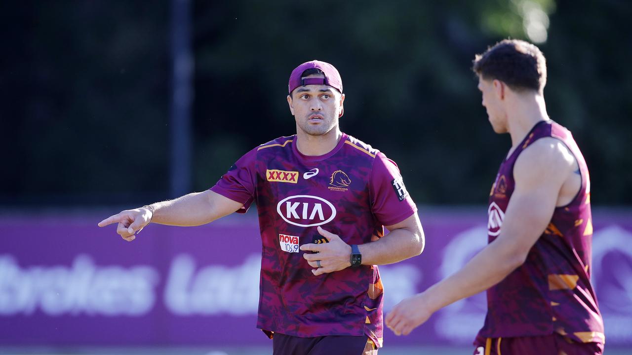 Karmichael Hunt helped Brisbane off the field. Picture: Josh Woning