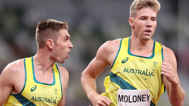 Cedric Dubler has won a sportsmanship award for putting his own performance aside to coax teammate Ash Moloney to a decathlon bronze in Tokyo. Picture: Getty Images