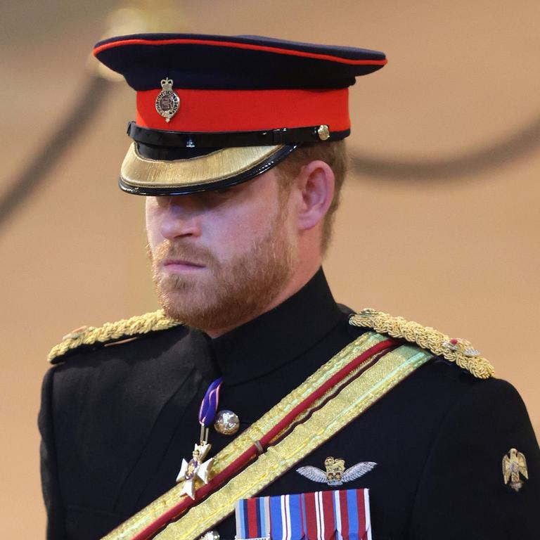 Prince Harry arrives to hold a vigil in honour of Queen Elizabeth II at Westminster Hall (Photo by Chris Jackson/Getty Images)