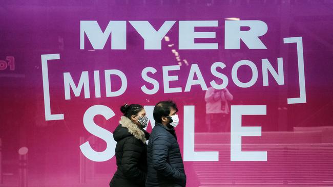 Myer sales have softened since August as shoppers remain cautious about the macroeconomic outlook. Picture: NCA NewsWire / Luis Ascui