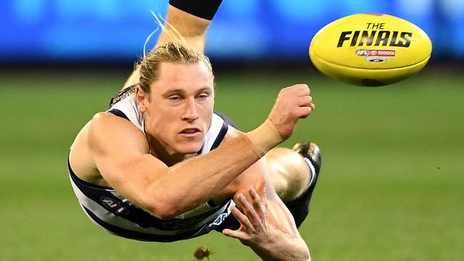 Mark Blicavs struggled in the ruck against Collingwood.