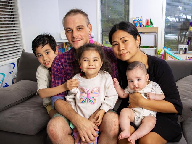 Tristan Stokes celebrated the birth of his third kid in November, but the news was quickly overshadowed by his stage 4 throat cancer diagnosis. Picture: Nigel Hallett