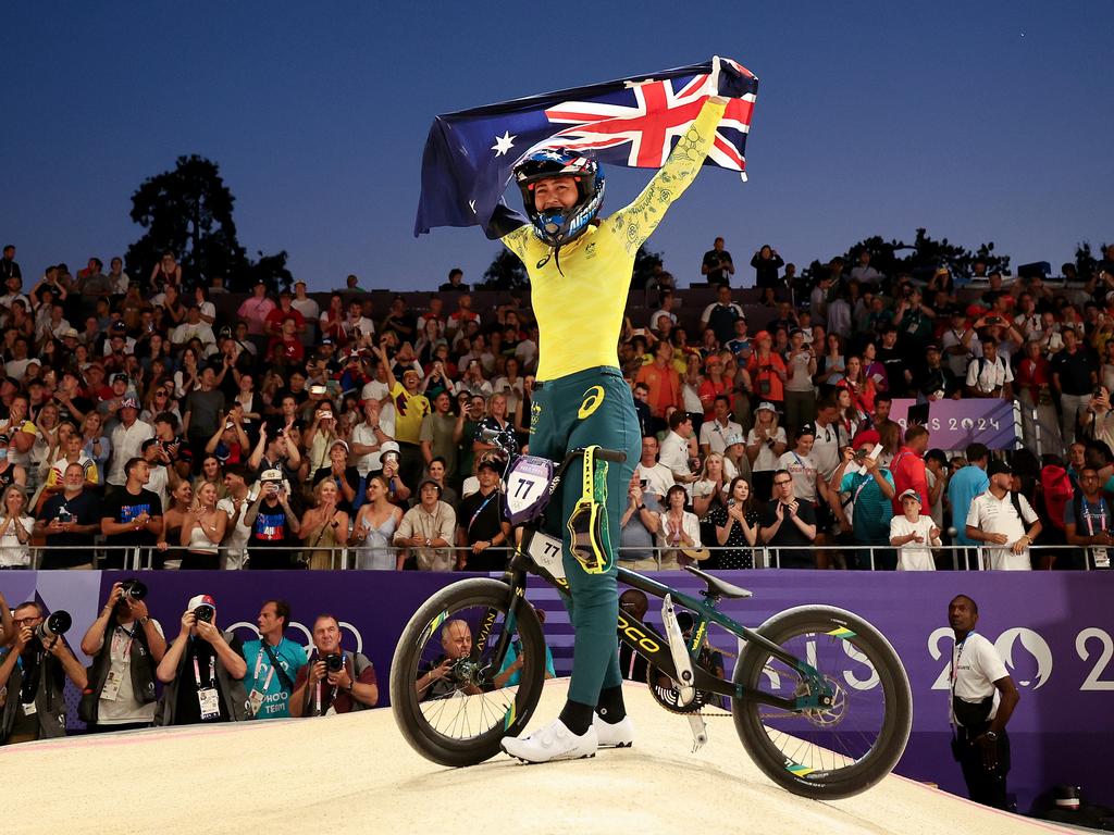 Saya Sakakibara celebrated her stunning victory as the Gold medalist during the Women’s BMX Final on day seven of the Paris 2024 Olympics. Her flawless performance on the track earned her the top spot, making history with an unforgettable win that captured the hearts of fans around the world. Picture: Getty