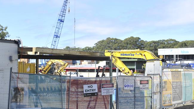 Work continues on the site of the Coffs Harbour Cultural and Civic Space on Gordon St. Photo: Tim Jarrett