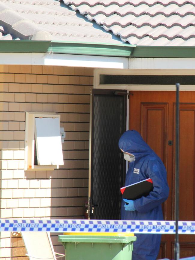 A small white dog was removed from the home shortly after police made the horrifying discovery. Picture: NCA NewsWire / Anthony Anderson