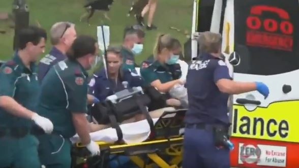 A teenager is in hospital after being swept off rocks by a wave near Froggy Beach. Picture: 9 News