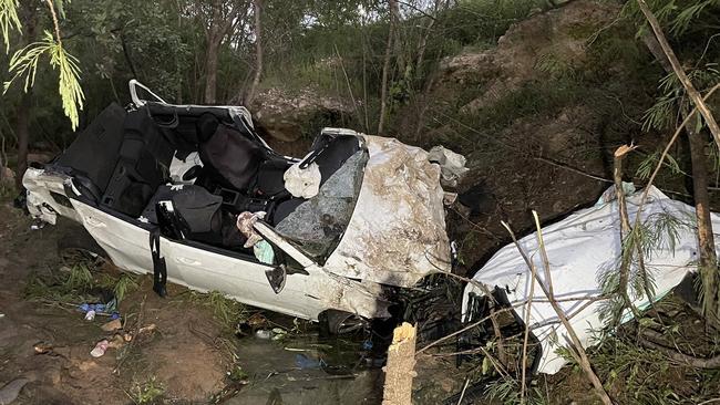 The wreck of a VW Golf which was involved in a serious crash in Douglas. Picture: 7News Townsville