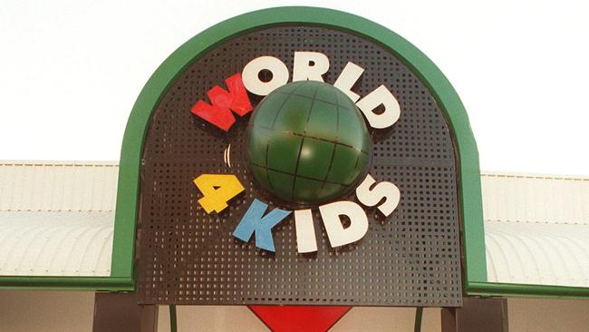 World 4 Kids toy shop at Aspley.. apr 1996 buildings exterior shops retail stores /4 sign logo logos