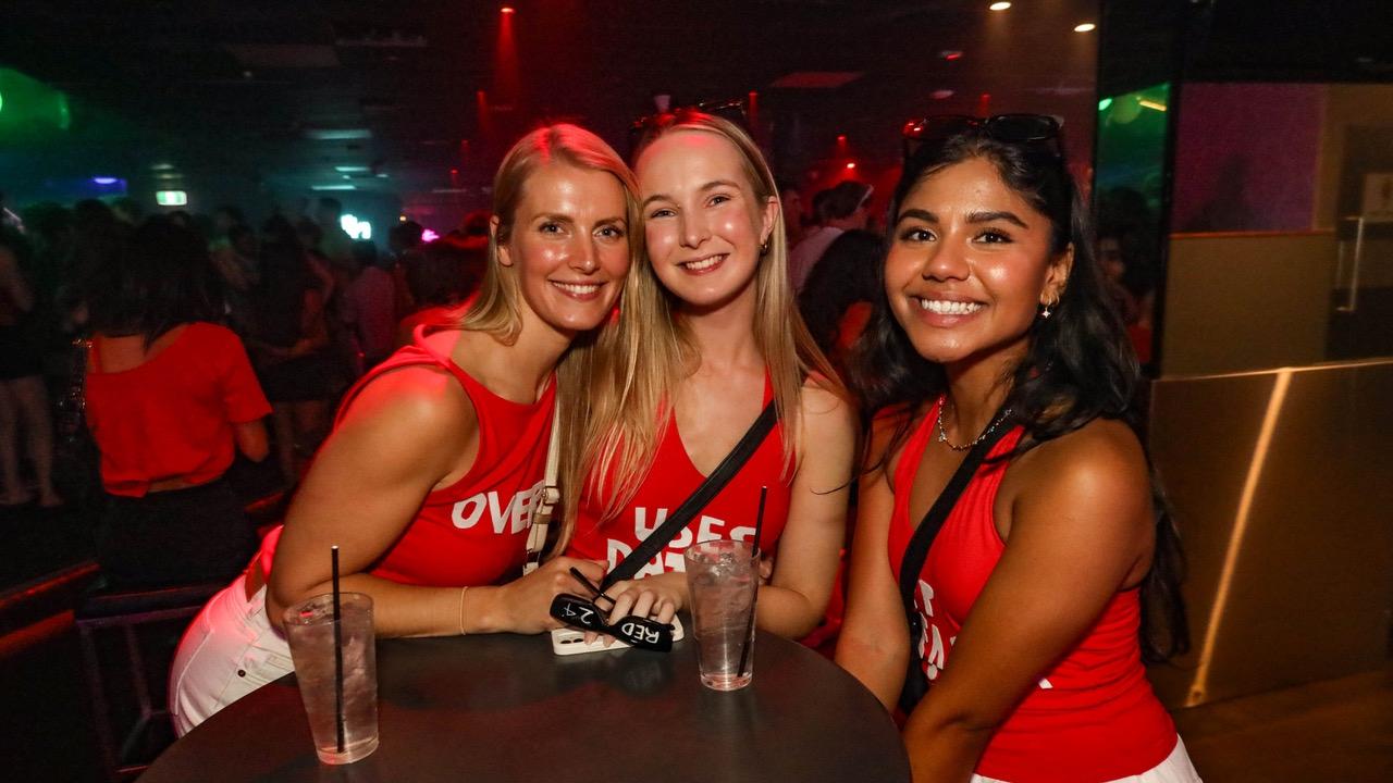 Holly Hurwood, Laura Barrett, Molly Gupta at Cocktails. Picture: Kitt O’Halloran