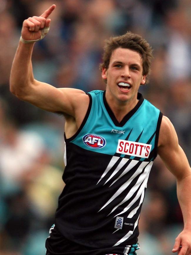 Travis Boak celebrates a goal in 2007.