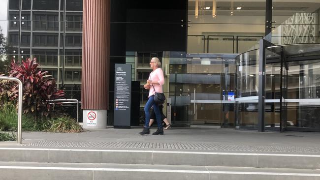 Barbara, mother of Craig Lambkin's partner leaving Newcastle Courthouse following the sentencing of the Lambkin brothers.