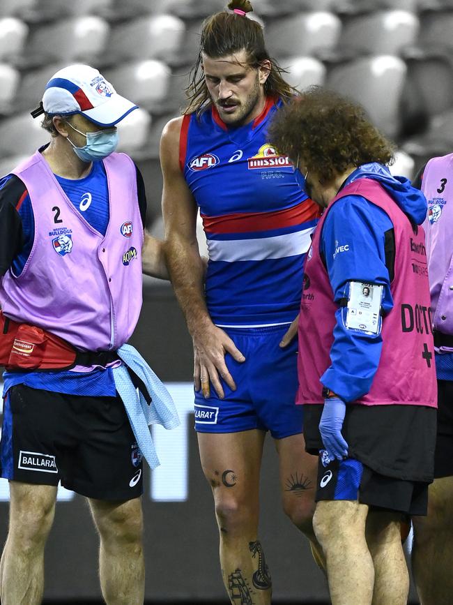 Josh Bruce is out for the season after injuring his knee during the match against Essendon last weekend. Picture: Getty