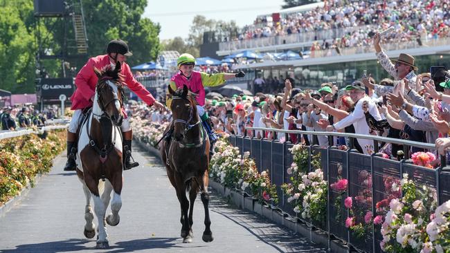 Knight's Choice and Robbie Dolan return to scale after winning the Melbourne Cup at Flemington on Tuesday. Photo: George Sal/Getty Images.