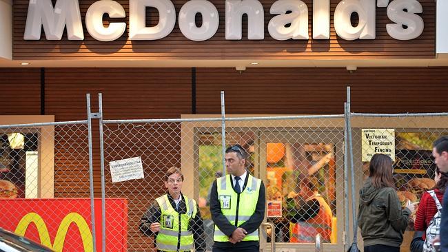 Security at the McDonald’s in Tecoma. Picture: Nicole Garmston