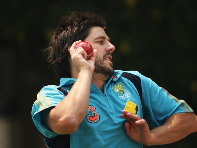 CRICKET - Australian cricket team training at the WACA, Perth. Brett Geeves in action.