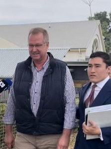 Peter Smith (left) with his lawyer Bryan Wrench outside Raymond Terrace Local Court after receiving a 9-month ICO. Pic: Amy Ziniak