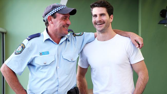 Police officer Arun Trevitt saved Dan's life and the pair have been mates since. Picture: Sam Ruttyn