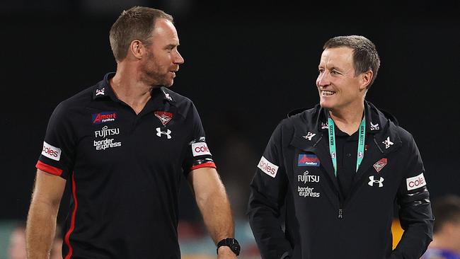 Ben Rutten and John Worsfold have contrasting coaching styles. Picture: Michael Klein