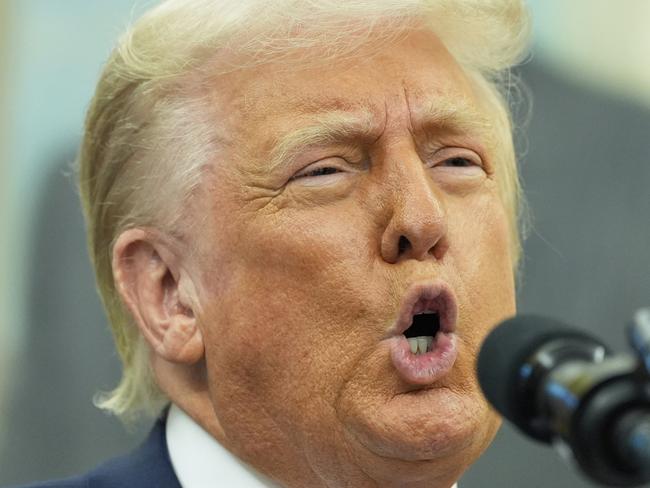 President Donald Trump speaks during an event to announce that the 2027 NFL Draft will be held on the National Mall, in the Oval Office of the White House, Monday, May 5, 2025, in Washington. (AP Photo/Alex Brandon)