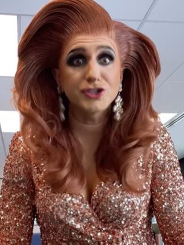 Tommy Little in drag as Gina Liano.