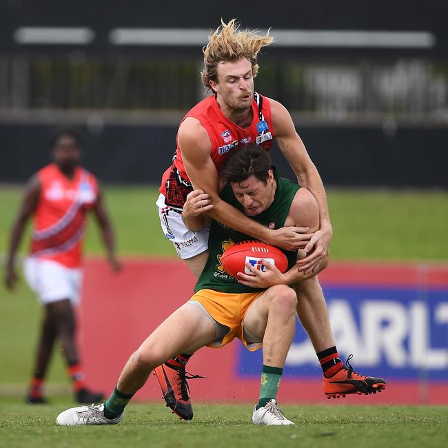 St Mary's won against the Tiwi Bombers in Round 3 of the NTFL Men's Premier League. Picture: Felicity Elliott/AFLNT Media