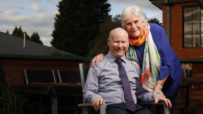 Lawrence Dooley with mum Lorraine Dooley. Lawrence Dooley who is in his 50's and lives with cerebral palsy has written a book with the assistance of his mum Lorraine. Picture: Nikki Davis-Jones