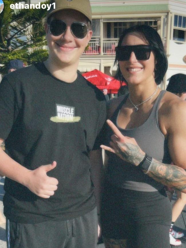 Ripley was spotted with a fan at Henley Beach on Sunday. Picture: Instagram