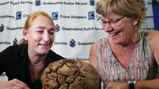 Sisters Celilia Boissevain and Ghis Gallo were shocked to hear that Cairns police had recovered the large meteorite that was stolen from their family business, The Crystal Caves, in Atherton five years ago. Picture: Brendan Radke