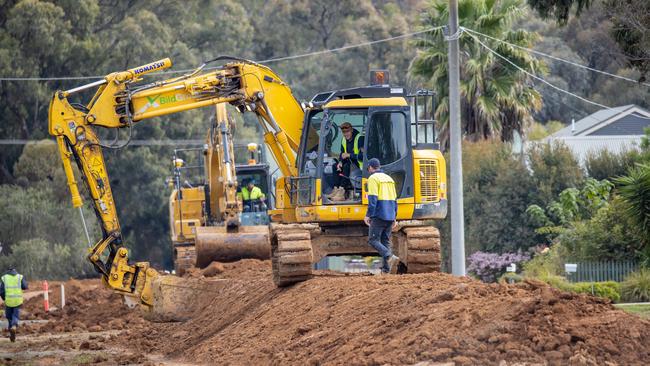 Authorities built a levee to protect parts of the town. Picture: Jason Edwards