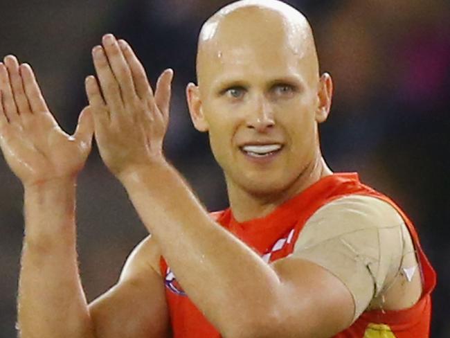 MELBOURNE, AUSTRALIA - APRIL 15:  Gary Ablett of the Suns celebrates a goal during the round four AFL match between the Carlton Blues and the Gold Coast Suns at Etihad Stadium on April 15, 2017 in Melbourne, Australia.  (Photo by Michael Dodge/Getty Images)