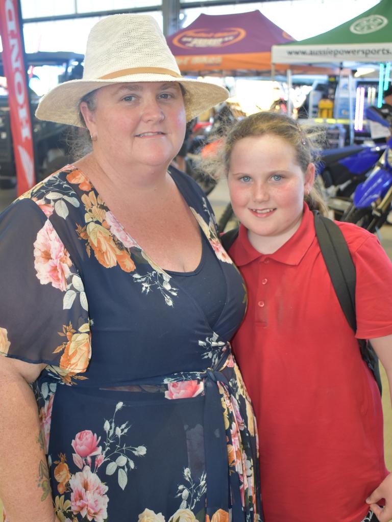 Elisha Moyle and Piper Moyle-Sullivan came all the way from Capella to check out Big Boys Toys Expo. Photo: Janessa Ekert and Tara Miko