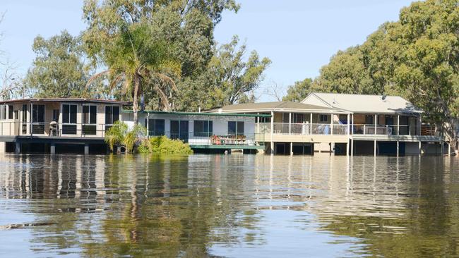 Flooded properties along the Murray at Morgan as the river rose on December 9. Picture: Brenton Edwards