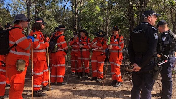 Police and SES officers at the scene of a search on Brisbane's bayside. Picture: Danielle Buckley