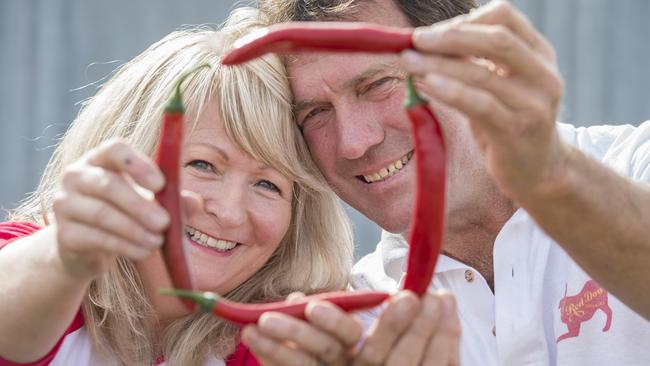 Ring of fire: Red Dog Chillies’ Jude Hannah and Neville Tonkin. Picture: Zoe Phillips