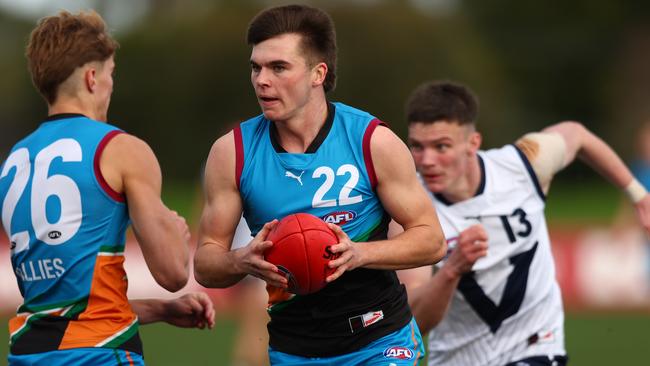 MELBOURNE, AUSTRALIA - JULY 09: Colby McKercher of the Allies in action during the 2023 AFL National Championships match between Vic Country and the Allies at RSEA Park on July 09, 2023 in Melbourne, Australia. (Photo by Graham Denholm/AFL Photos via Getty Images)