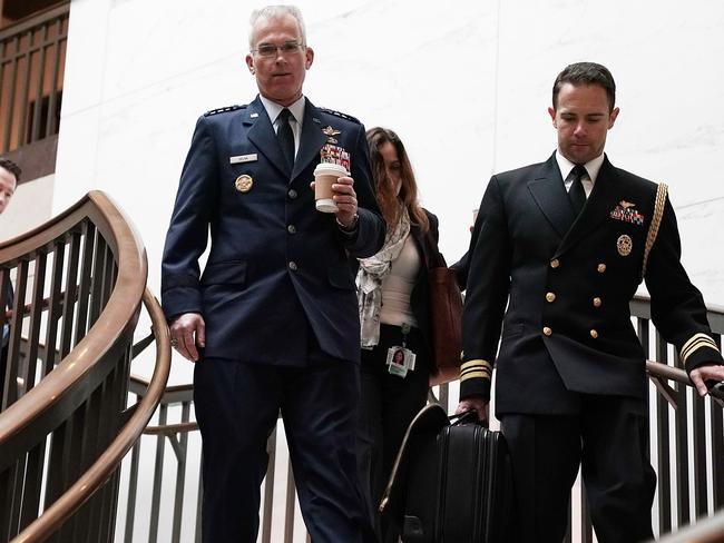 US Vice Chairman of the Joint Chiefs of Staff, air force General Paul Selva, left, arrives at a closed briefing on the Nuclear Posture Review last month. Picture: Alex Wong/Getty Images/AFP