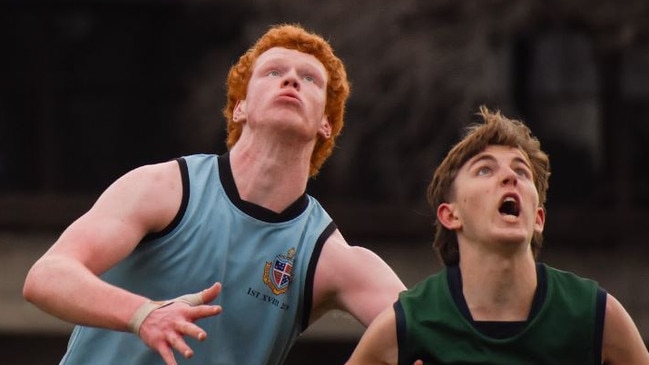 Flynn Penry (left) performed strongly in the ruck. Picture: Charlie Scott