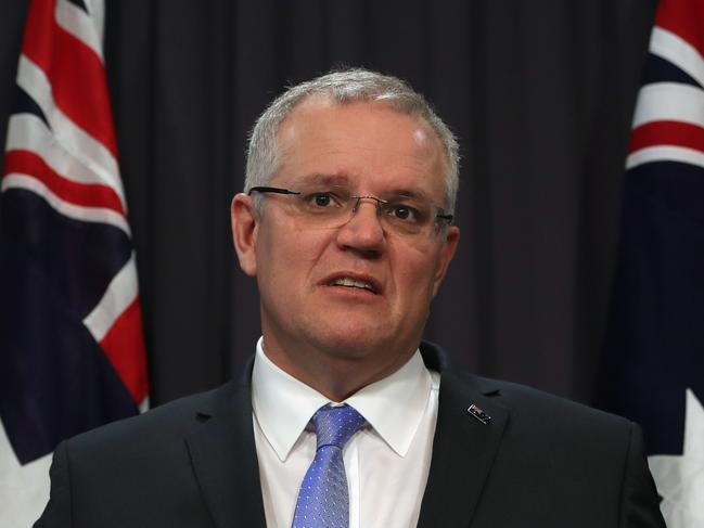 Treasurer Scott Morrison during a press conference in Parliament  House in Canberra. Picture Gary Ramage