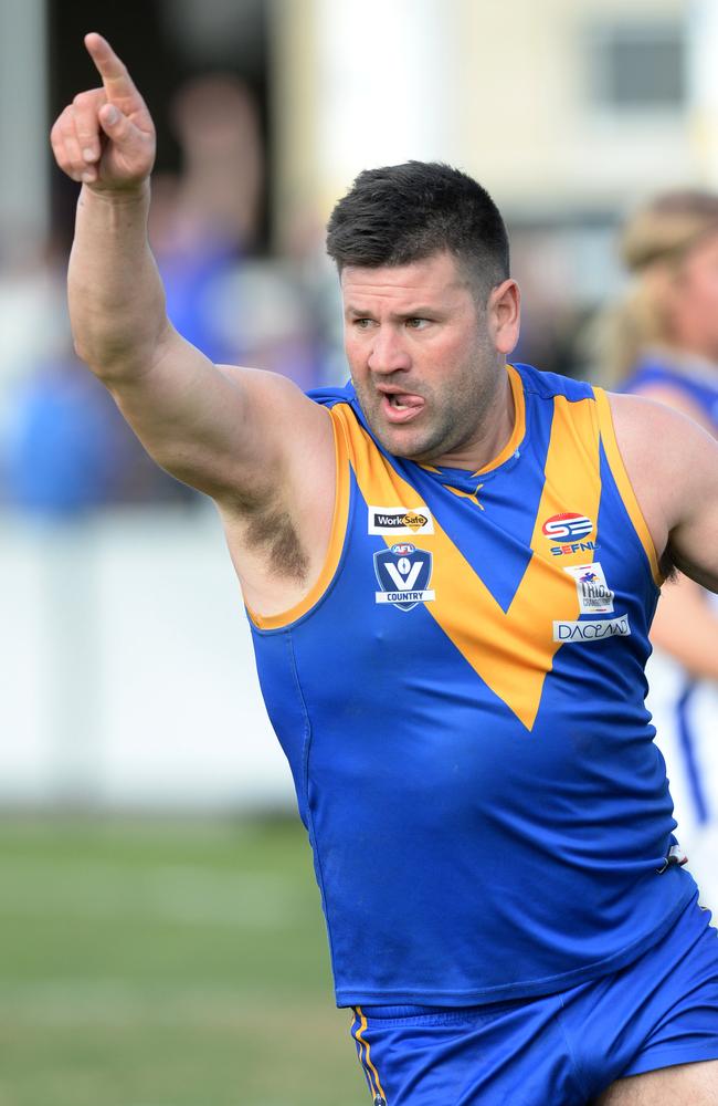 Marc Holt during the match in which he kicked his 1000th goal.