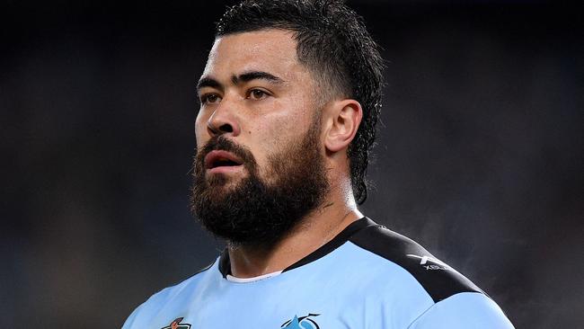 Andrew Fifita of the Sharks is seen during the warm up ahead of the Qualifying Final between the Sydney Roosters and the Cronulla-Sutherland Sharks in Week 1 of the NRL Finals Series at Allianz Stadium in Sydney, Saturday, September 8, 2018. (AAP Image/Dan Himbrechts) NO ARCHIVING, EDITORIAL USE ONLY