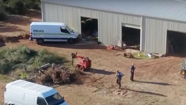 Mr Murphy’s remains were found beneath the Yandles’ shed at Kudla, south of Gawler. Picture: 7 NEWS