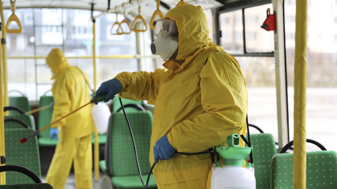 The researchers said the interiors of buses should be disinfected once or twice a day. Picture: Mykola Tys/AP