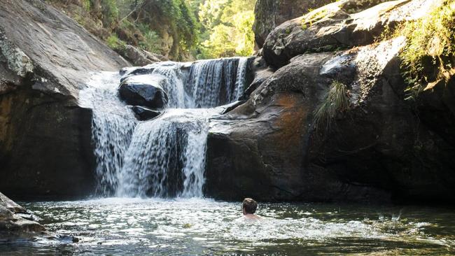 The swimming spot at the end of the track is a refreshing reward. Picture: Pioneer Walks