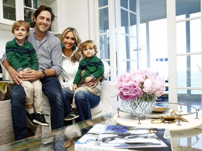 Charlie Albone and wife Juliet Love with sons Leo and Hartford. Picture: John Appleyard