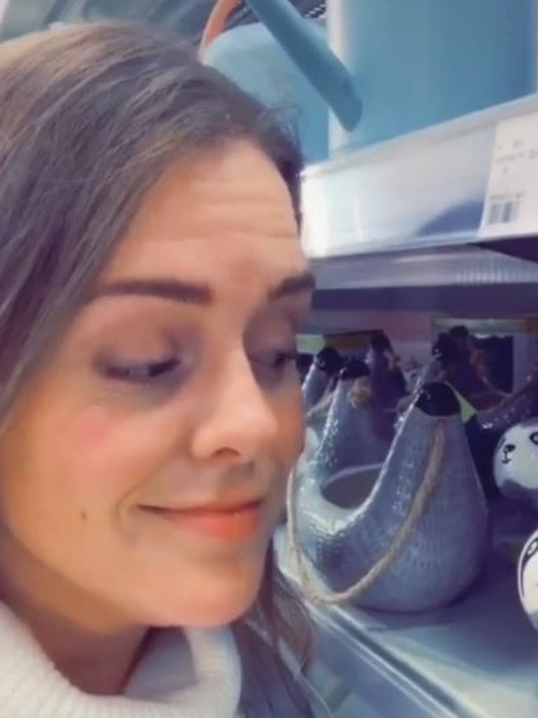 The comedian stared lovingly at Kmart’s products … Picture: TikTok / jordanagrace1