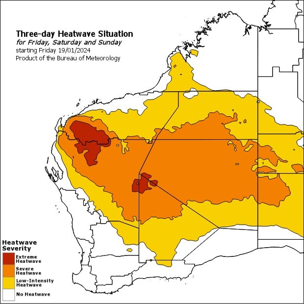 Heatwave warnings are in place. Picture: BOM.